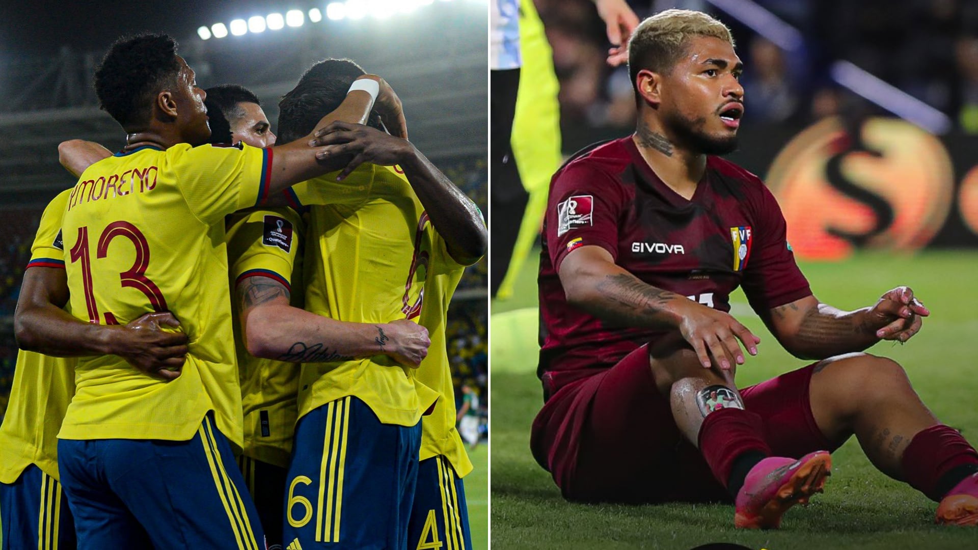 L'équipe nationale de Colombie pourrait profiter de certaines clés que l'équipe de Pékerman a laissées contre l'Argentine. Photos : Twitter- @FCFSeleccionCol | @SeleVinotinto