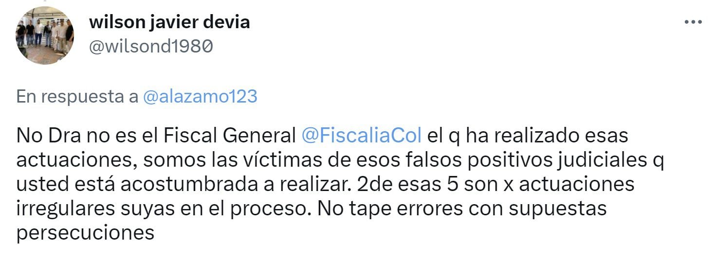 Wilson Devia contra la fiscal Monsalve