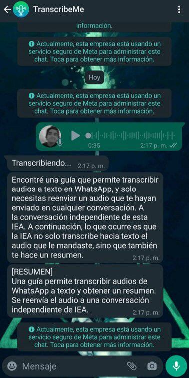 La inteligencia artificial TranscribeMe para WhatsApp permite transcribir y resumir audios. (Infobae)