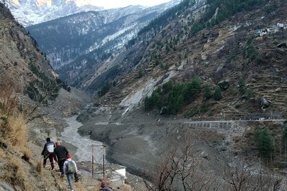 Zonas cercanas a una represa destruida en el distrito de Chamoli, en el estado de Uttarakhand (Reuters)