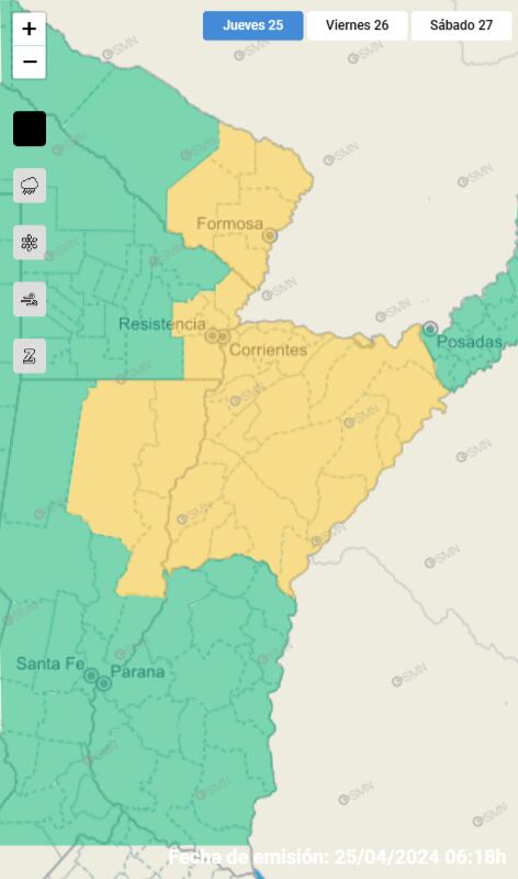 alerta amarilla 25 de abril