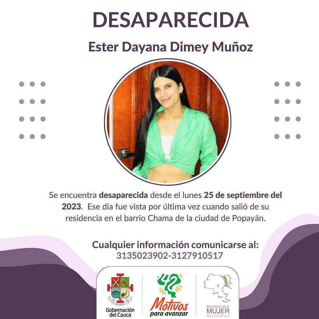 La Secretaría de la Mujer de Cauca participó en la búsqueda de Ester Dimey, mujer desaparecida desde el 25 de septiembre - crédito Secretaría de la Mujer/Facebook