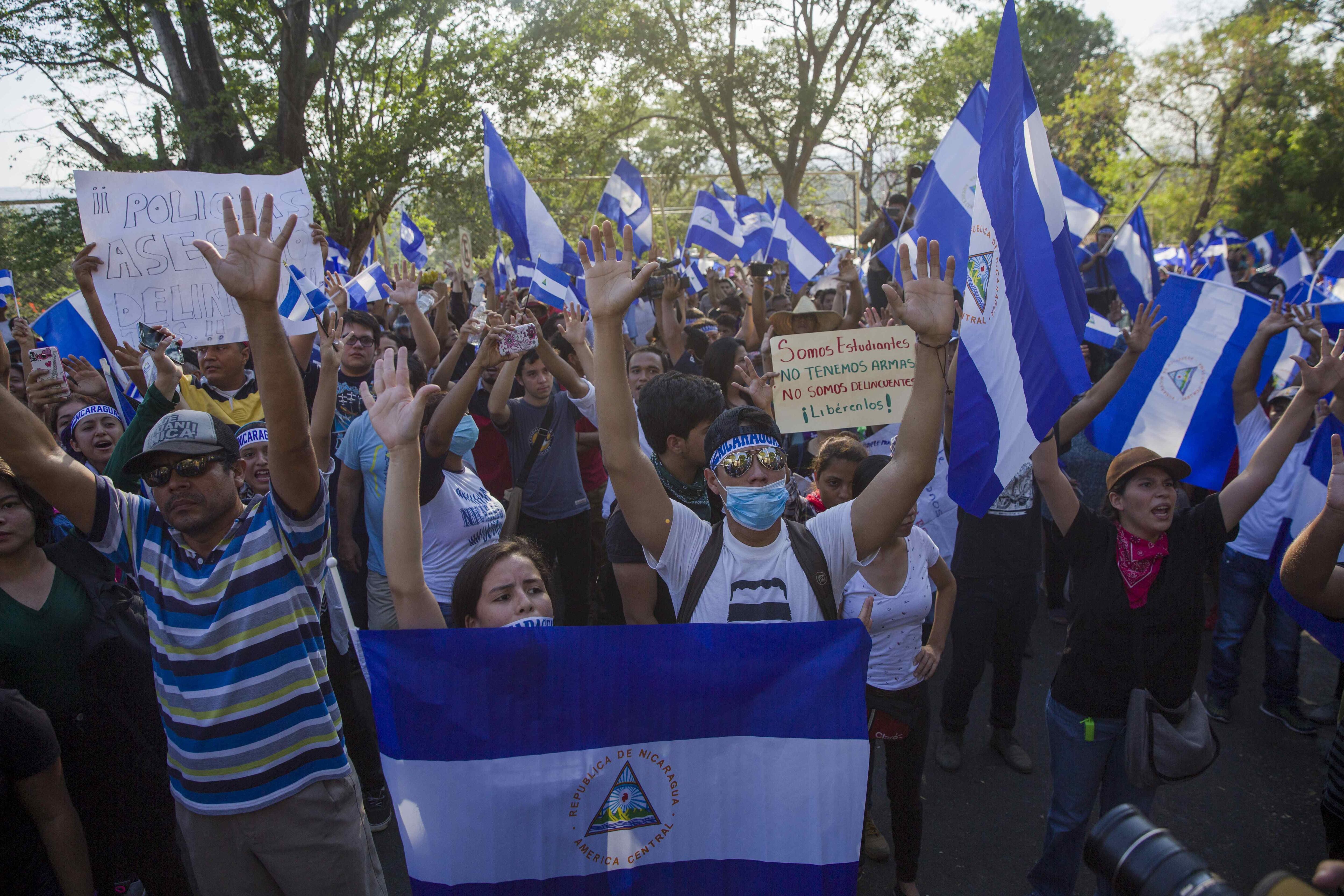 Manifestantes en una protesta en contra de Daniel Ortega, en Managua (EFE/Jorge Torres/Archivo)