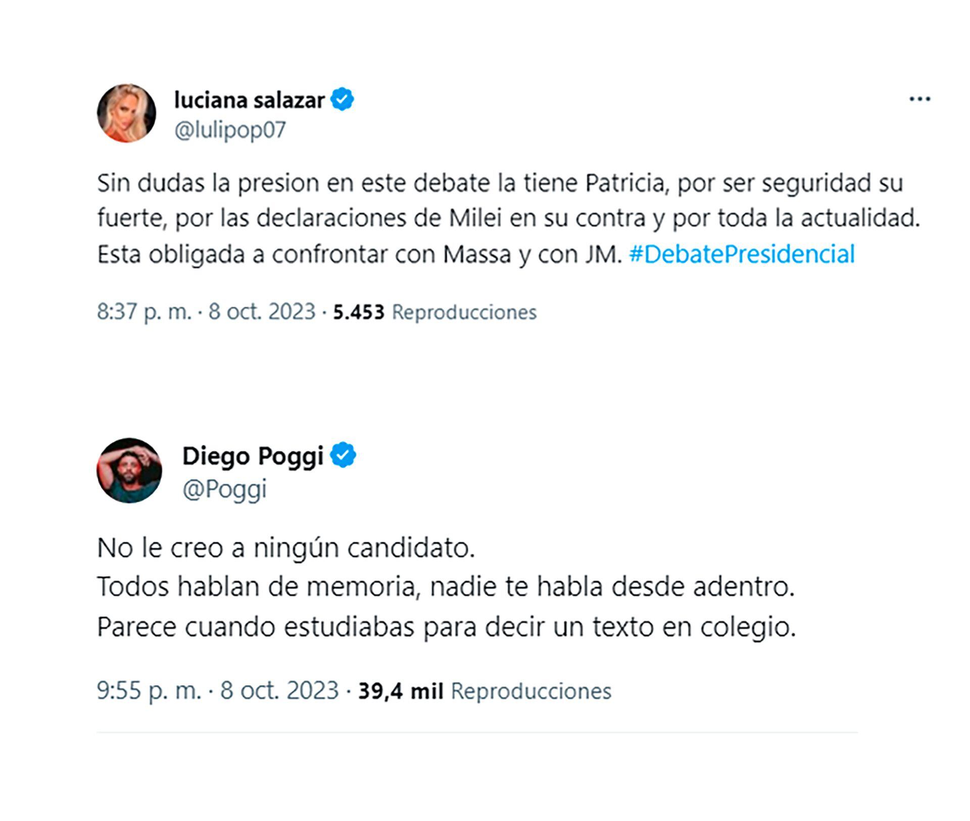 Los famosos se manifestaron durante el debate presidencial