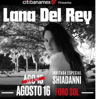 Este es el anuncio oficial que confirma la invitación de Shiadanni a los conciertos de Lana del Rey. (Captura)