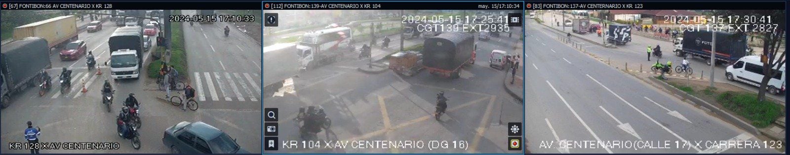 Flujo vehicular elevado sobre la Avenida Centenario el miércoles 15 de mayo - crédito @BogotaTransito/X