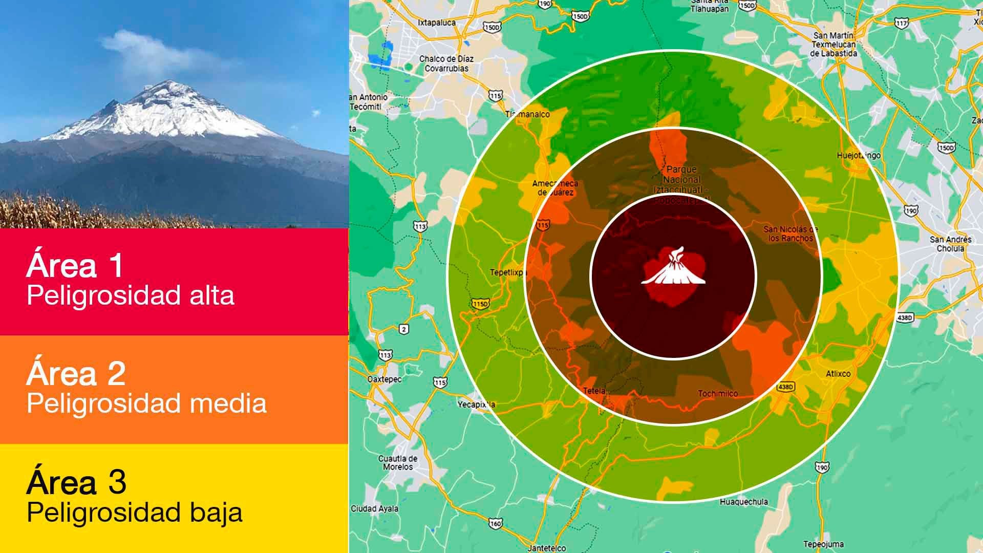 Actualmente, el volcán Popocatépetl se encuentra en amarillo fase 2 (Infobae)