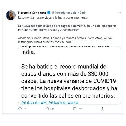 La Directora Nacional de Migraciones pidió no viaja a la India