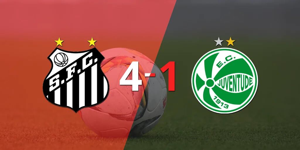 Juventude cayó ante Santos con dos goles de Lucas Braga