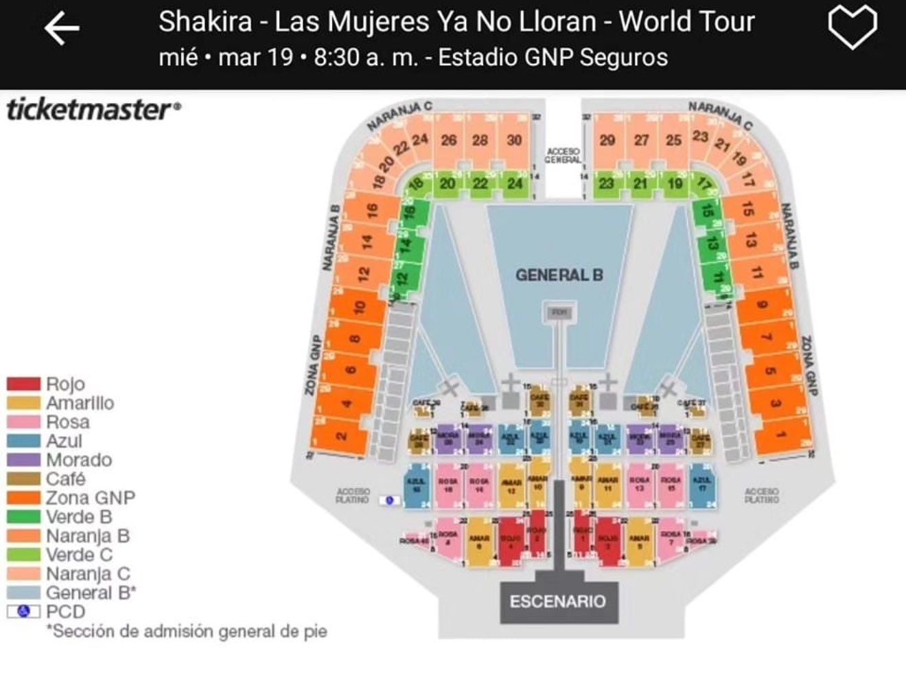 Las entradas para los tres primeros conciertos de Shakira en México se agotaron rápidamente (Foto: Ticketmaster)