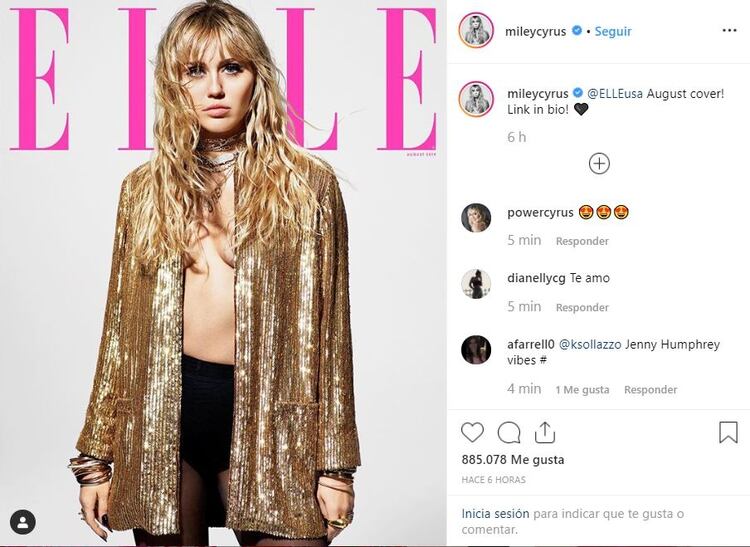 La cantante de 26 aÃ±os es la portada de agosto en la revista Elle. (Foto: Instagram)