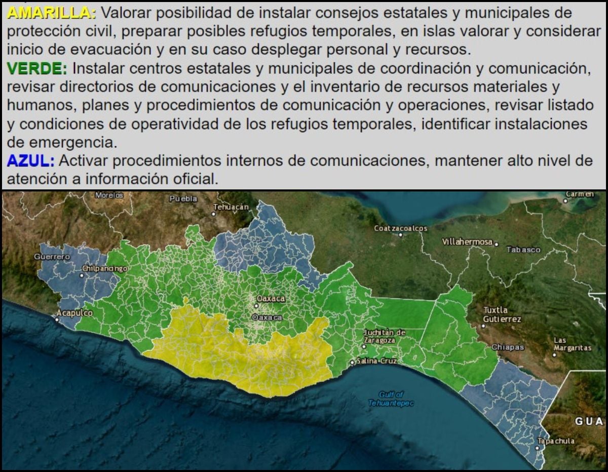 Alerta de Protección Civil por cercanía del ciclón. (SIAT-CT)