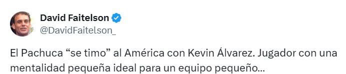 Estas fueron las palabras que desataron el enojo del futbolista de las Águilas. 
Foto: TW David Faitelson