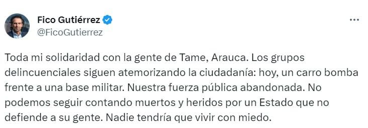 Federico Gutiérrez en Twitter