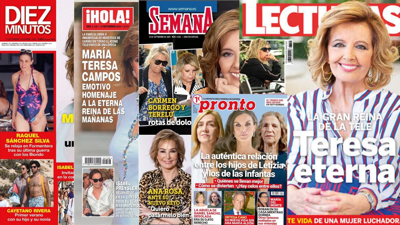 Portadas de las revistas del corazón en su primera entrega del mes de septiembre, día 6 (¡Hola!, Diez Minutos, Lecturas, Semana y Pronto)