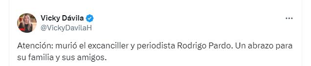 Vicky Dávila lamentó la muerte del periodista - crédito Redes sociales/X