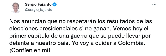 Sergio Fajardo sobre a polêmica sobre a contagem de votos nas eleições legislativas. Captura