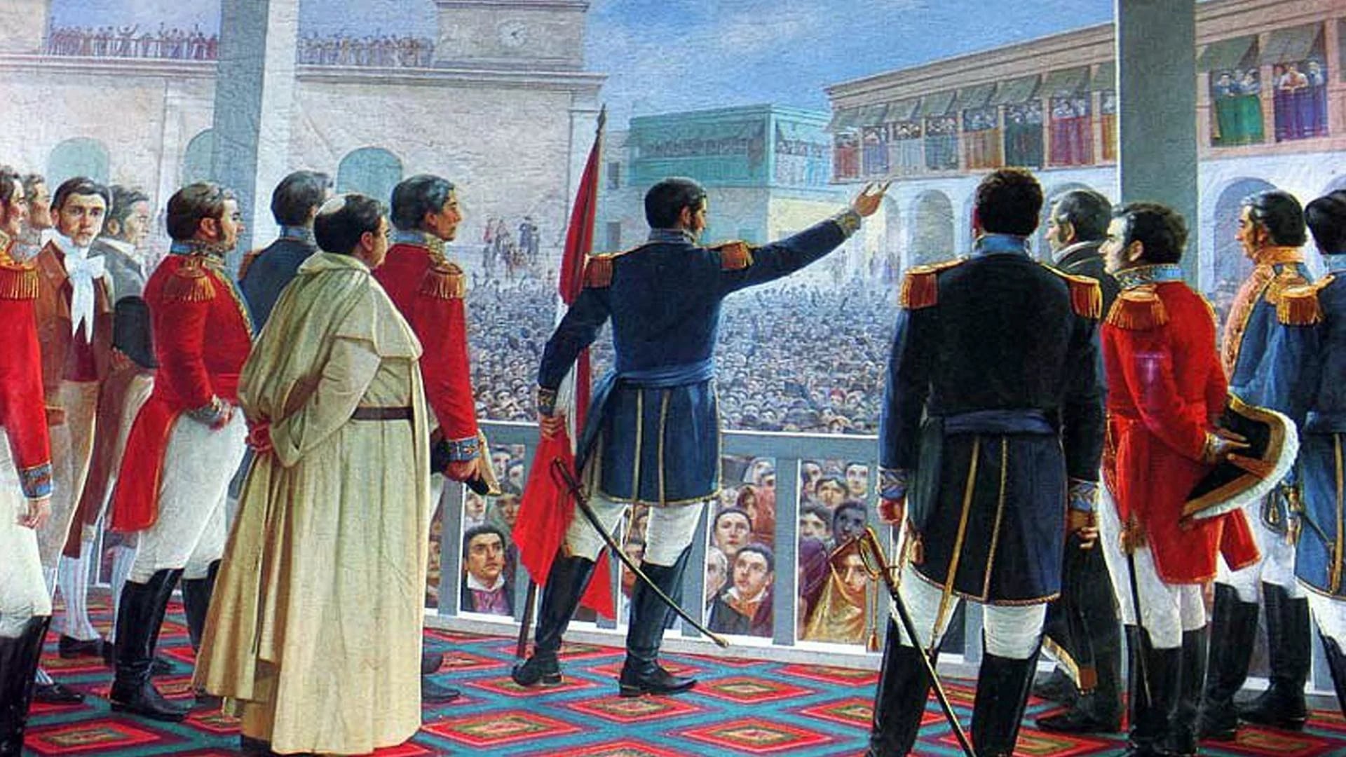 Obra que representa la  proclamación de la Independencia del Perú realizada por Juan Lepiani (1904)