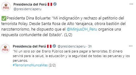 La postura de la presidenta Dina Boluarte frente al pedido de Víctor Polay Campos, exjefe del MRTA, ante la CIDH.