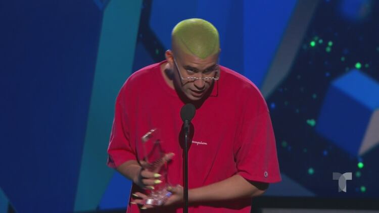 Bad Bunny ganó Artista del Año, Redes Sociales en Premios Billboard 2019 (Captura: NBC/Telemundo/Latin Billboards)