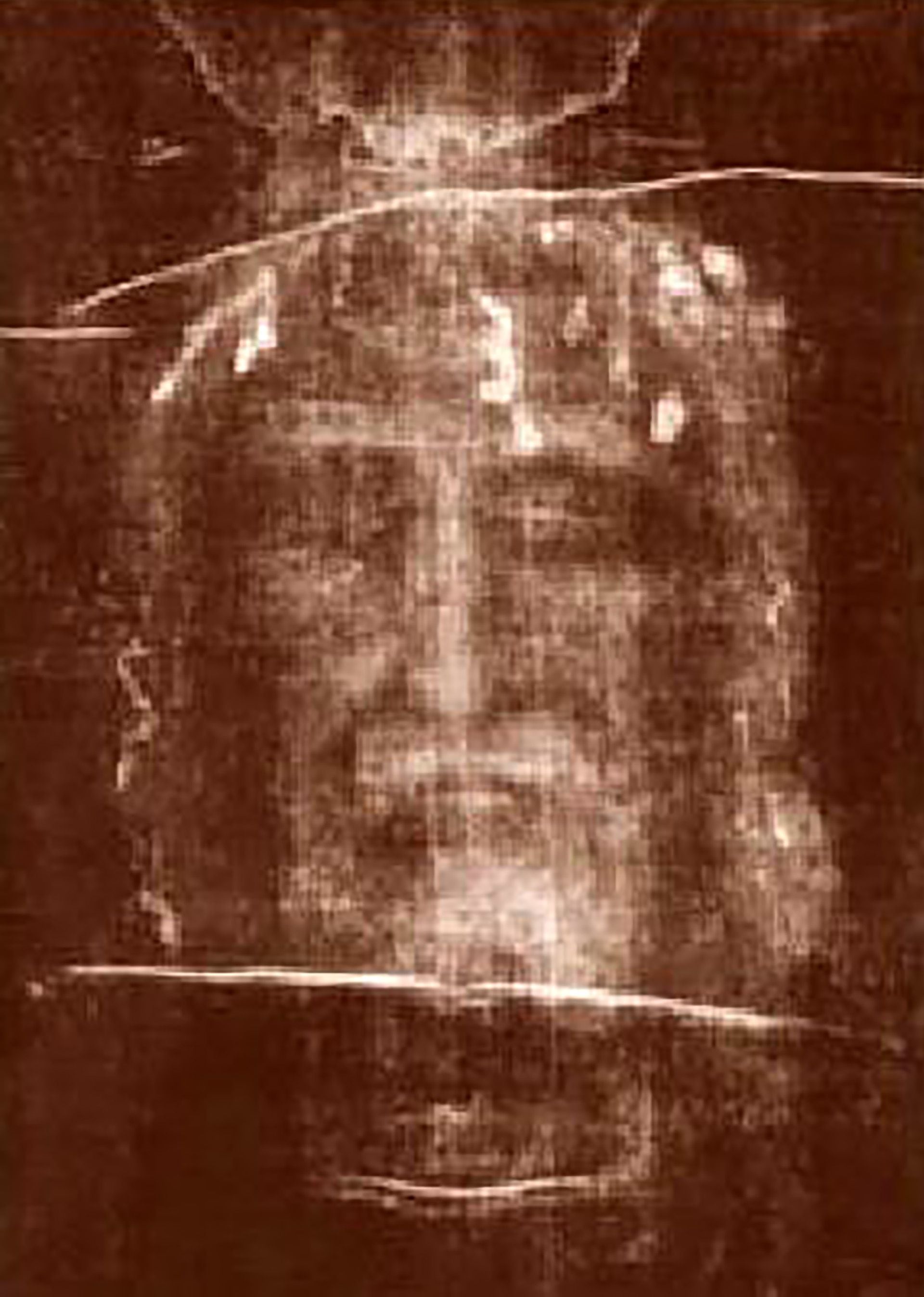 Detalle del supuesto rostro de Jesús en el Santo Sudario de Turín