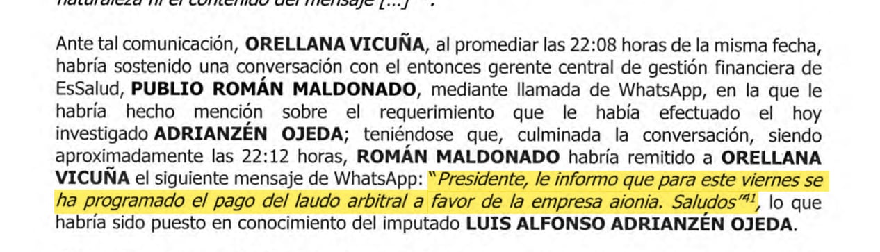 El 10 de febrero se efectuó el pago a Aionia