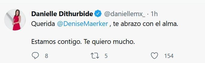 Danielle Dithurbide fue una de las periodistas en externar su pésame a Maerker (Foto: Captura de pantalla)