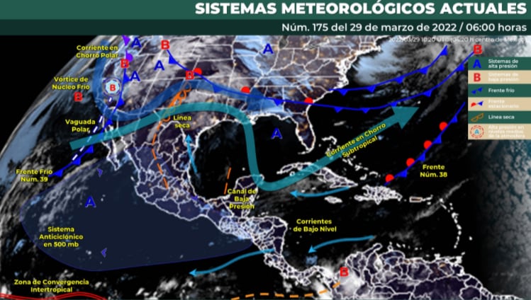 Wetter in Mexiko am 29. März 2022. Foto: Twitter @conagua_clima