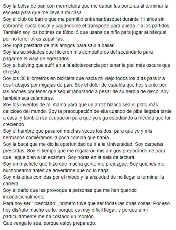 La carta que publicó en sus redes sociales y que ya lleva más de decenas de miles de “likes”