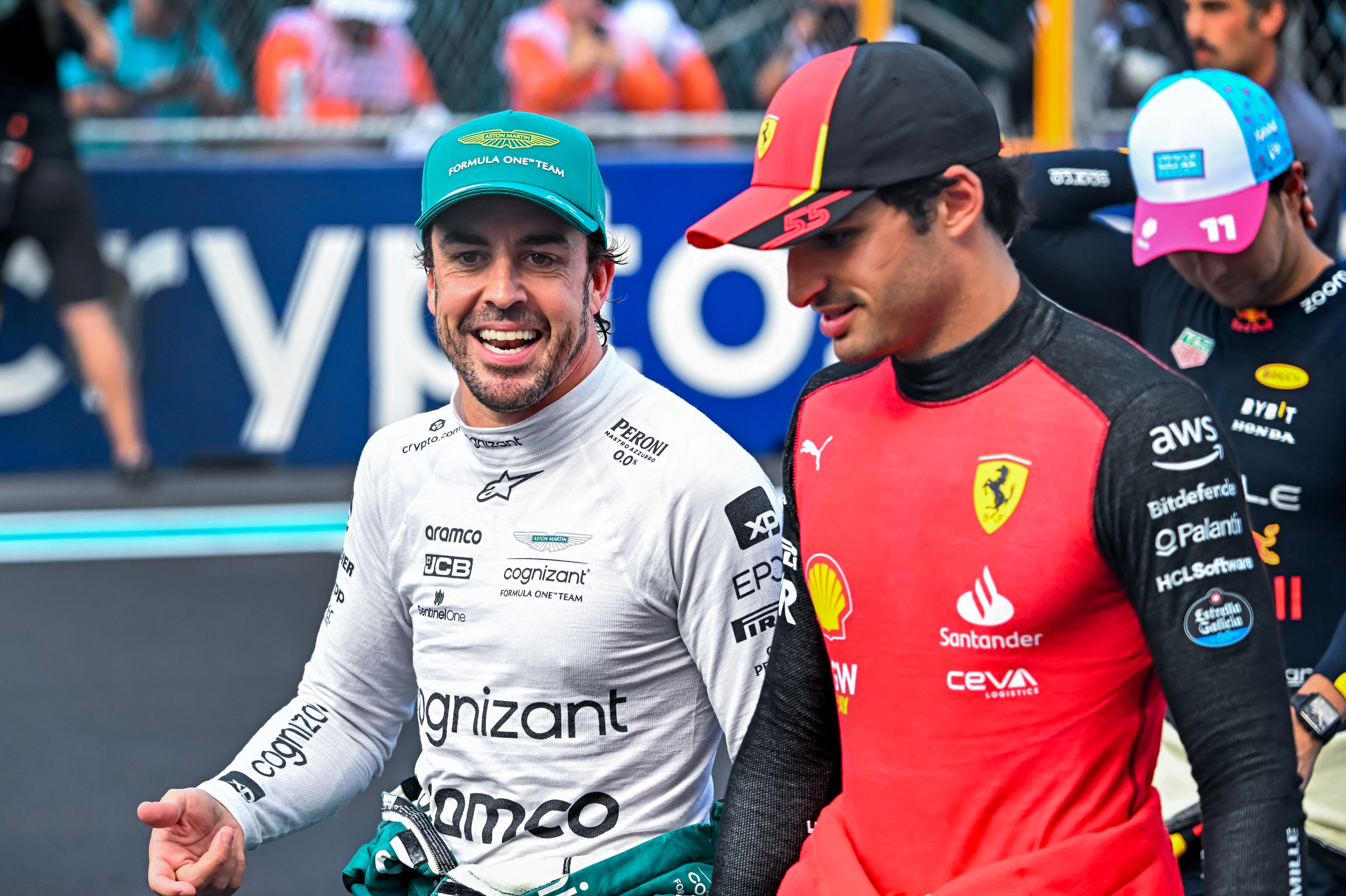 Alonso y Sainz en el pasado GP de Miami (EFE/EPA/CHANDAN KHANNA/POOL) 