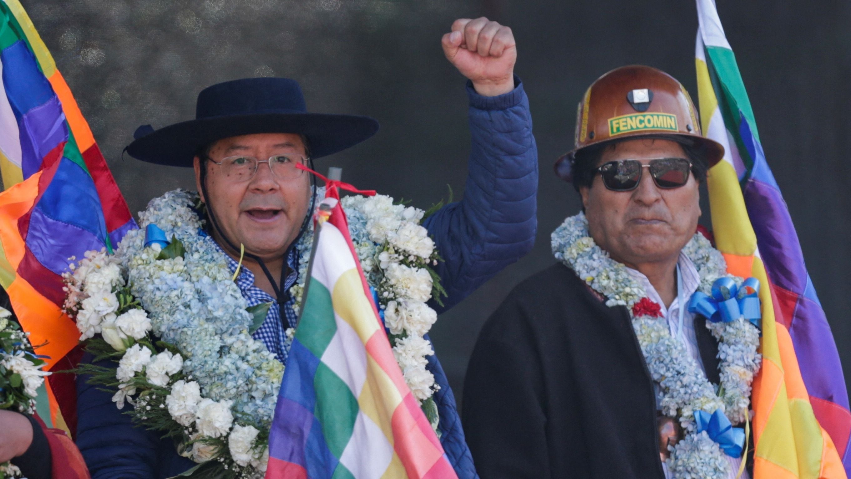 Imagen de archivo de Luis Arce Catacora y Evo Morales (Reuters)