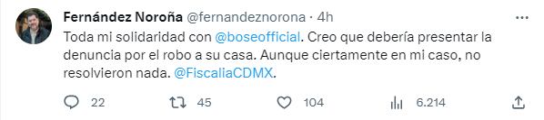 Fernández Noroña pide a Miguel Bosé que denuncie el asalto a su casa en México (Captura de Pantalla)