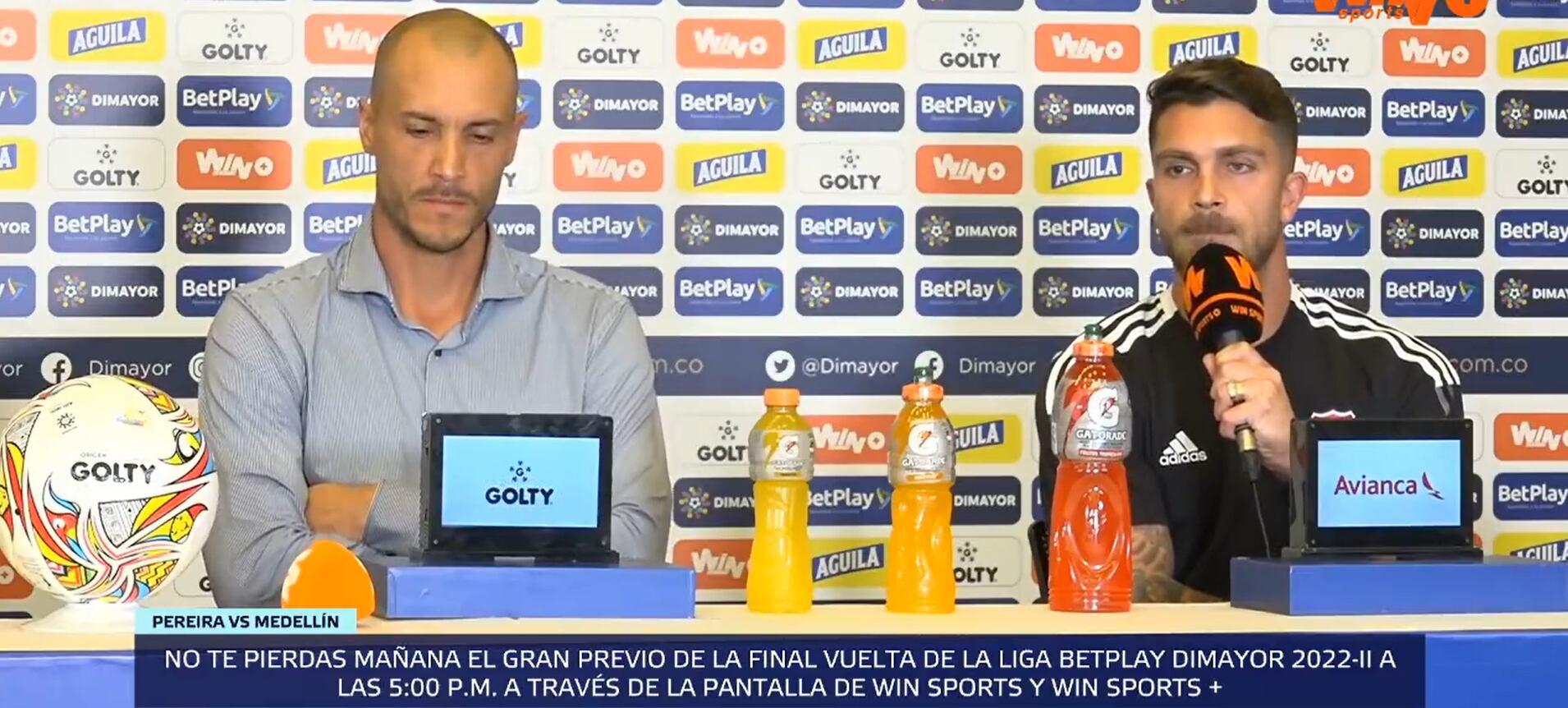 Adrián Arregui y David González en la rueda de prensa de la Gran Final de la Liga BetPlay