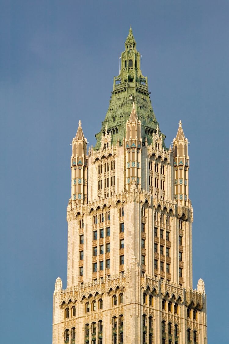 Construido en 1913 y diseñado por Cass Gilbert, el edificio Woolworth de Manhattan fue el más alto del mundo hasta que en 1930 se construyó el Chrysler (Shutterstock)