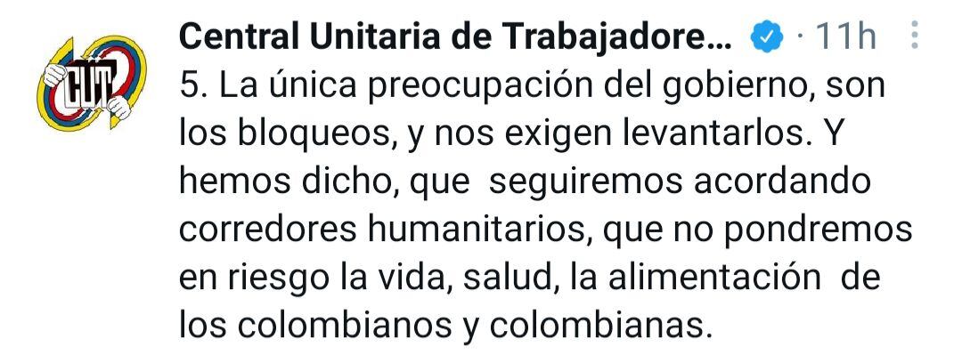 El mandatario ordenó desplegar la fuerza pública para desbloquear las vías que ya completan 21 días inmovilizadas. Foto: Twitter