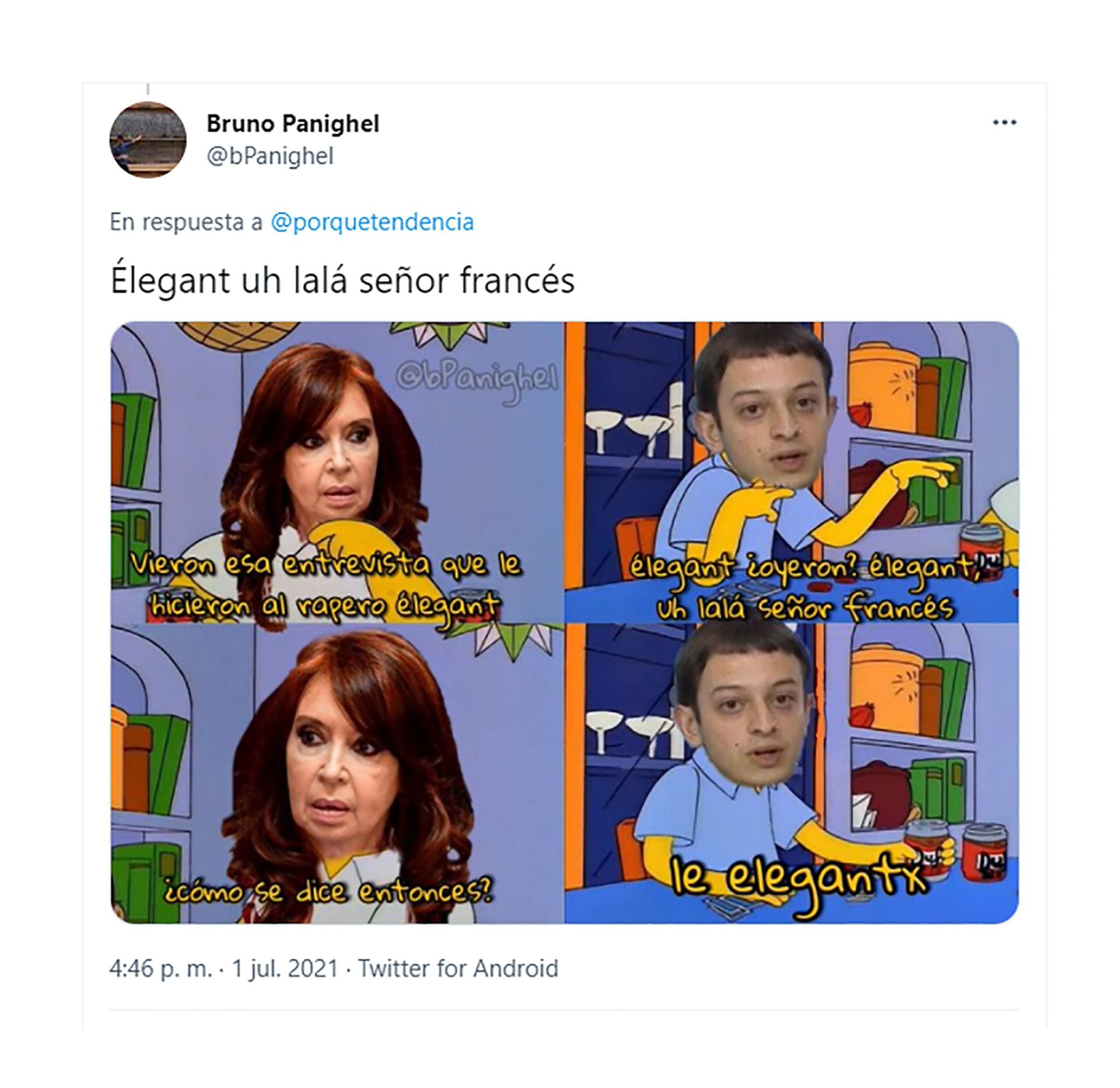 Tuits memes cristina kirchner elegante L-Gante