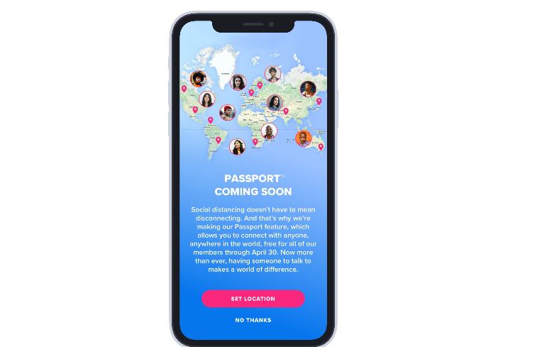 La función Passaport permite conocer personas de otro país y está disponible de forma gratuita. (Tinder)