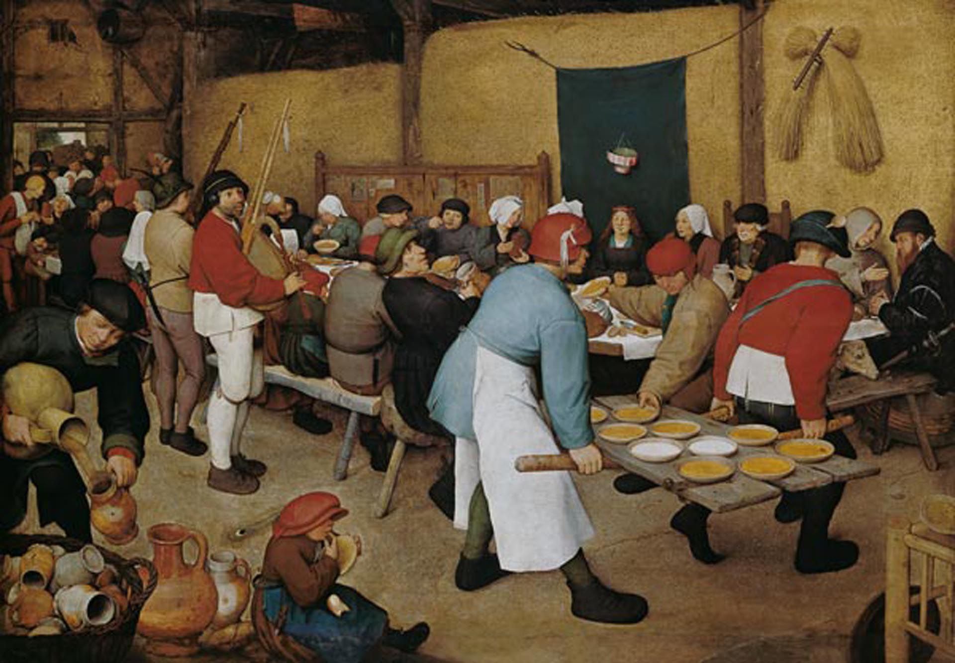 "La boda campesina" (1568), de Pieter Brueghel el Viejo, en Museo de Historia del Arte de Viena. Óleo sobre madera: 164 x 114 cm

