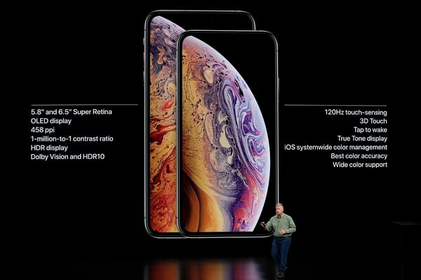 Philip W. Schiller, vicepresidente senior de marketing mundial de Apple, durante la presentaciÃ³n de los nuevos iPhone Xs y Xs Max en Cupertino, California (Reuters)