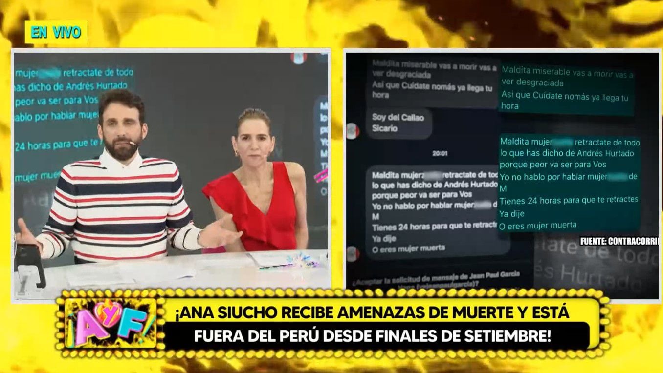 Ana Siucho abandona el país tras recibir amenazas por caso Andrés Hurtado. (Captura: Amor y Fuego)