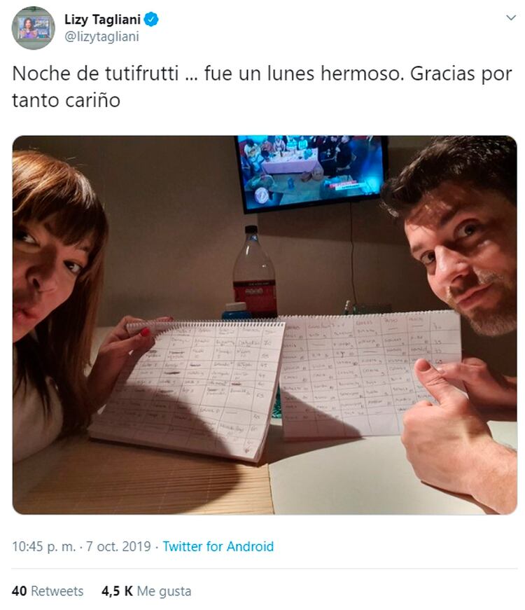 Lizy Tagliani y su novio (Twitter)