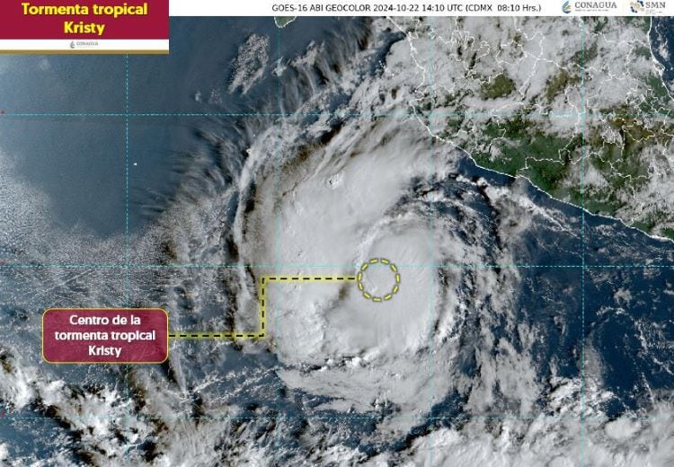 Centro de la Tormenta Tropical Kristy. (SMN)