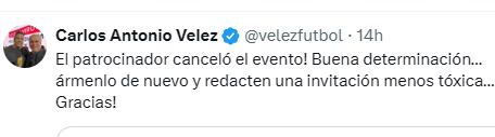 El periodista deportivo celebró la decisión de cancelar el evento - crédito Carlos Antonio Vélez / X