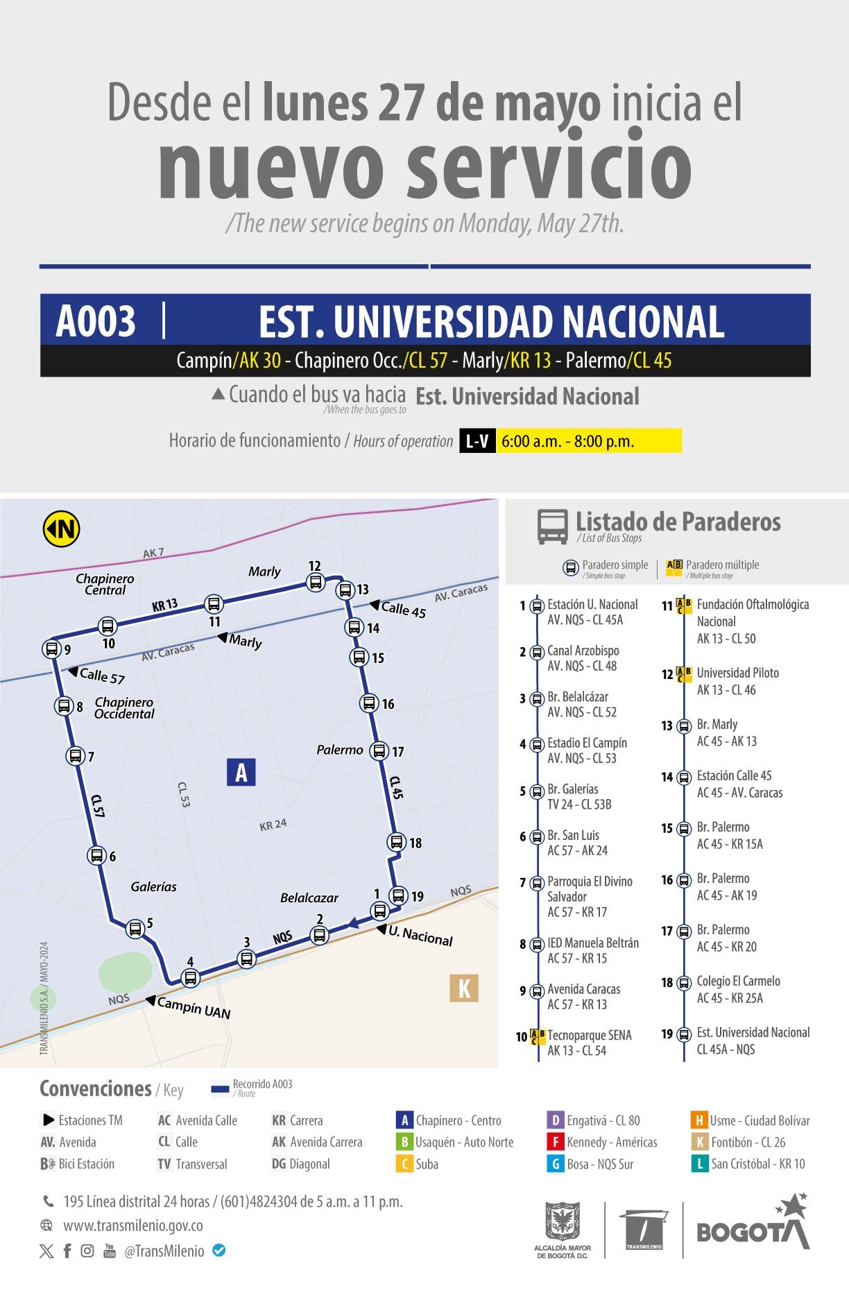 El horario de operación de este servicio será de lunes a viernes entre 6:00 a.m. y 8:00 p.m. - crédito Transmilenio