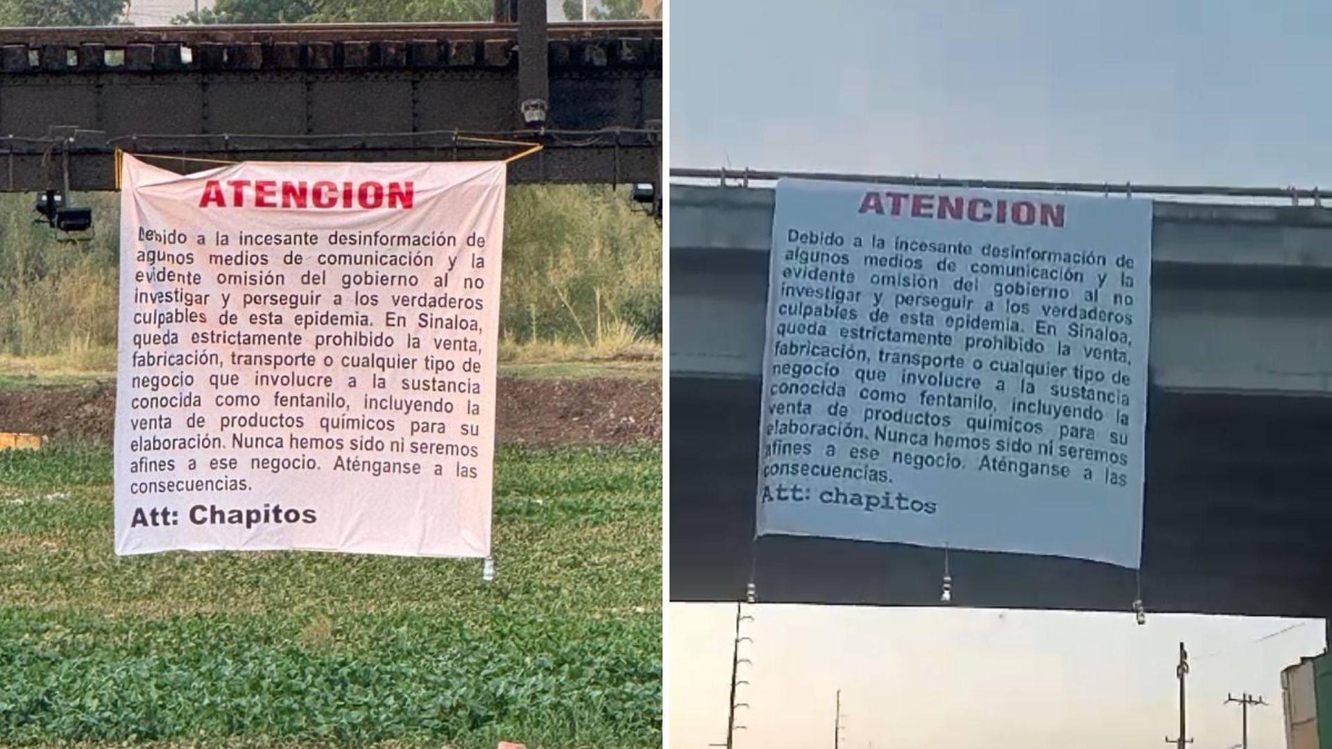 Las lonas fueron colocadas en diversos puntos de Sinaloa. (X/@noticieristas)