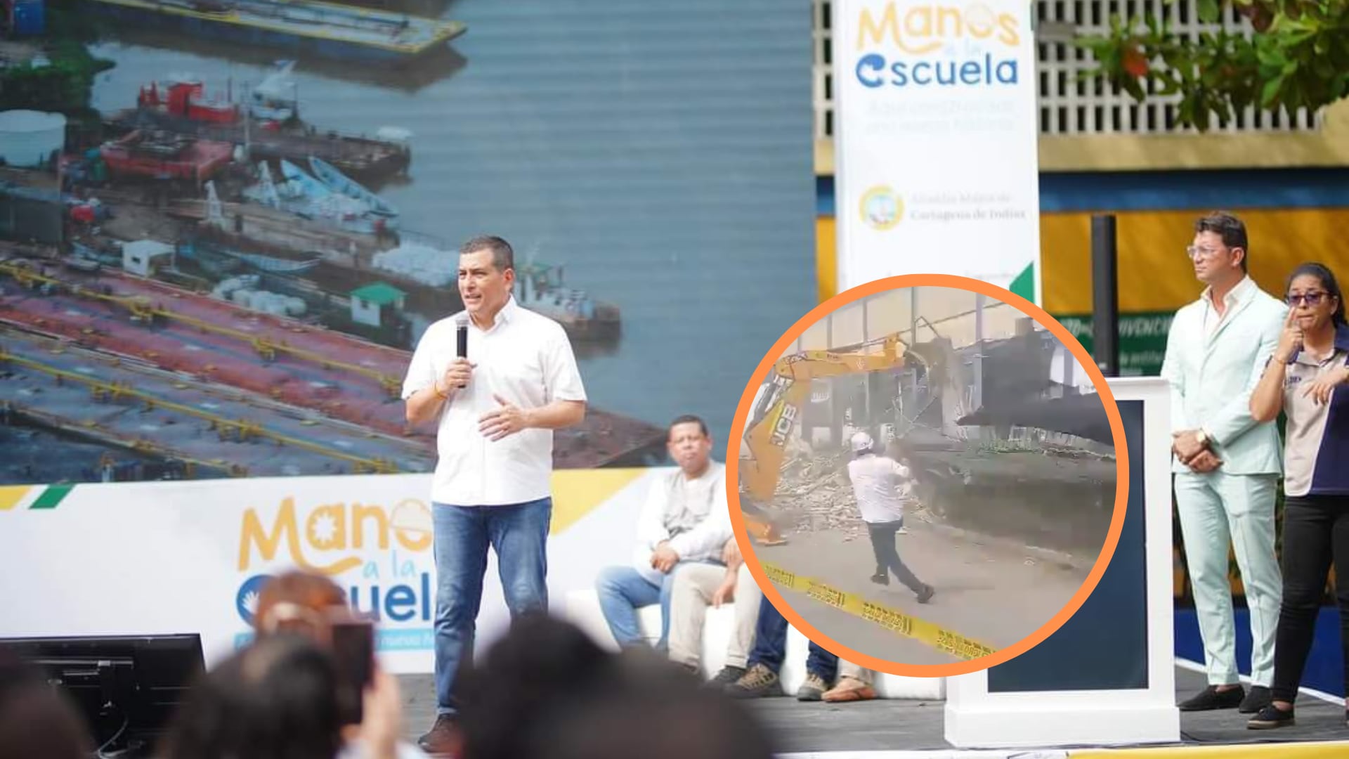 Turbay cruzó la cinta de seguridad y se acercó demasiado a la pared - crédito @dumek_turbay/X