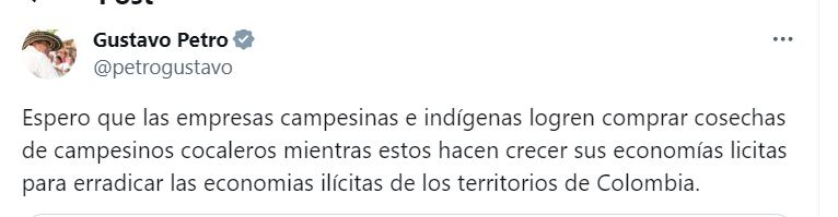 Gustavo Petro se refirió a la primera licencia otorgada por el ICA  para la producción de abono orgánico a base de la hoja de coca - crédito @Petrogustavo / X