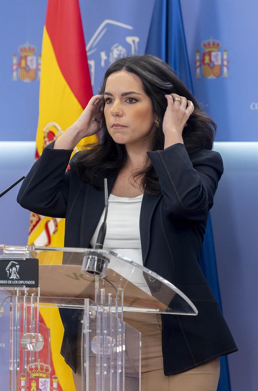 16/01/2024 La portavoz de VOX en el Congreso, Pepa Millán, ofrece una rueda de prensa anterior a la Junta de Portavoces, a 16 de enero de 2024, en Madrid (España).
POLITICA 
Alberto Ortega - Europa Press
