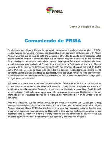 Conflicto En W Radio Grupo Coral Toma Control De Sistema Radiopolis Prisa Desconoce Los Acuerdos De La Familia Aleman Infobae