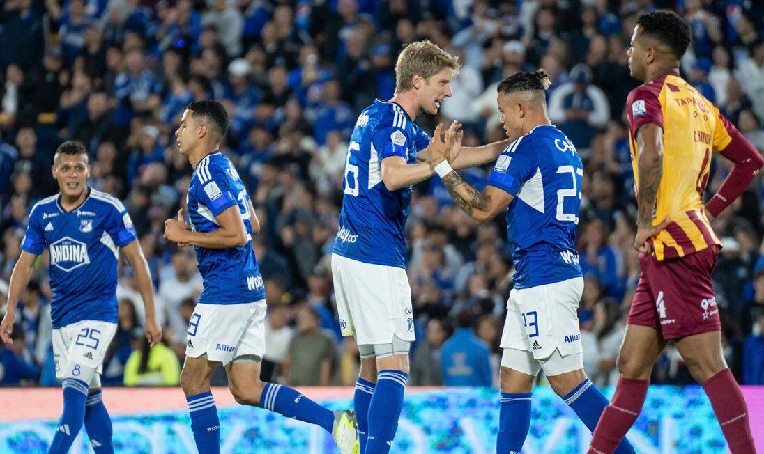 Millonarios se prepara para enfrentar al Once Caldas en El Campín, donde venció en su último juego al Deportes Tolima por 1-0 en Liga Betplay. Foto: Millonarios FC